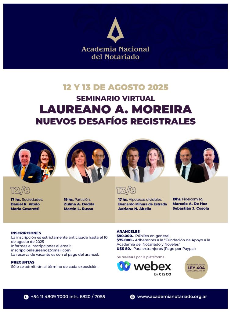 Seminario Virtual Laureano A. Moreira – Nuevos desafíos registrales
