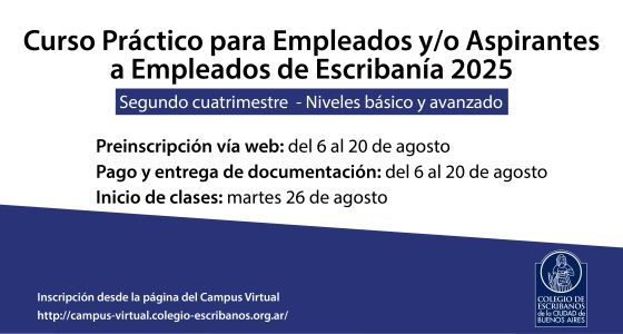 Curso Práctico para Empleados de Escribanía – Segundo cuatrimestre 2025